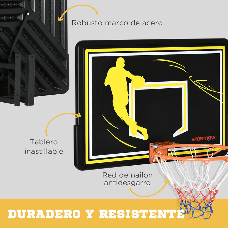 Tabela de basquetebol 110x90x70 cm preto e amarelo SPORTNOW