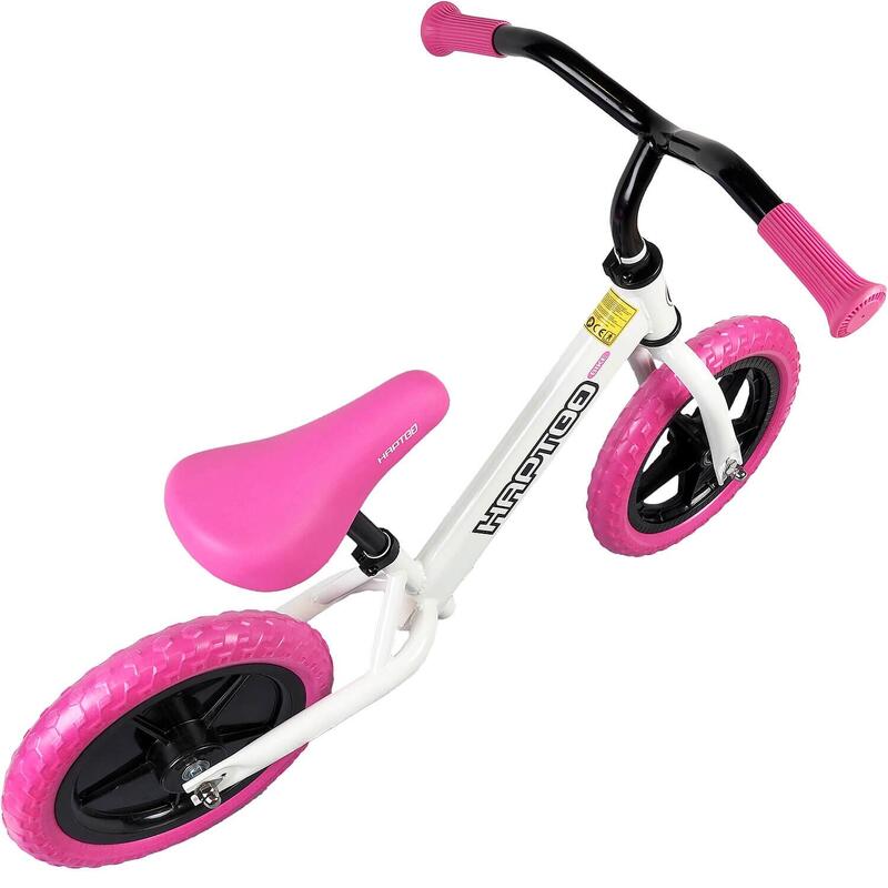 Bicicleta fara pedale pentru copii Ready, 12 inch, alb cu roz