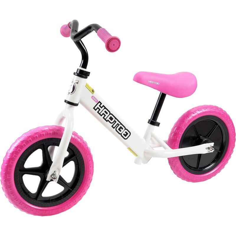 Bicicleta fara pedale pentru copii Ready, 12 inch, alb cu roz