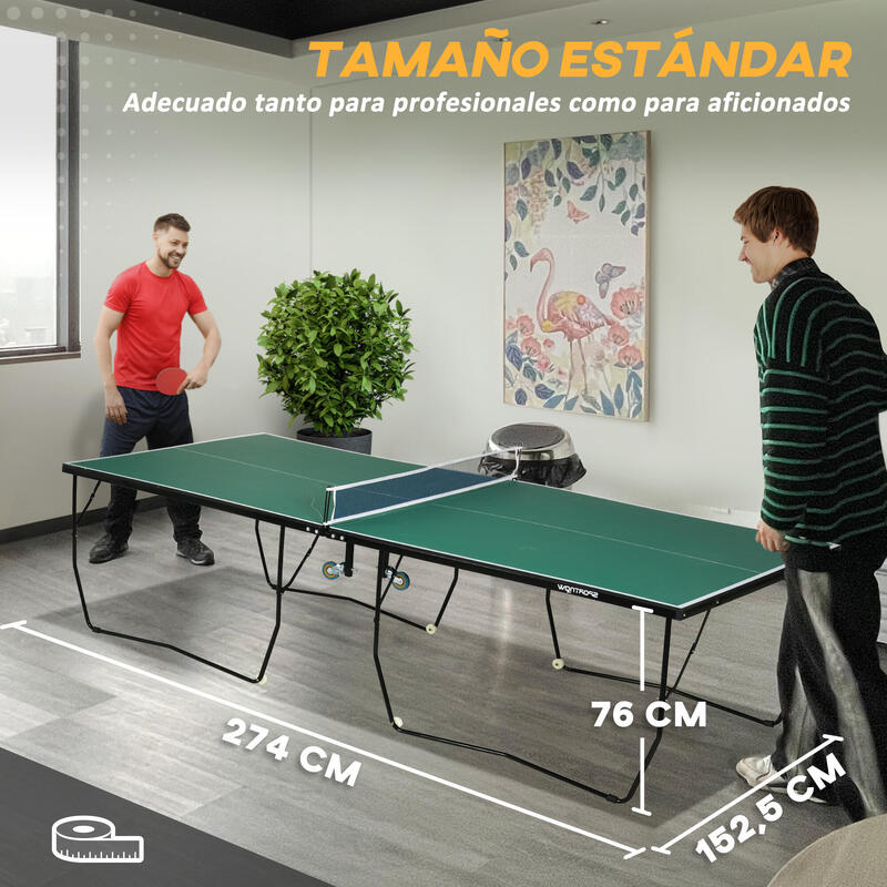 Mesa de Ping-Pong SPORTNOW 274x152.5x76 cm Verde