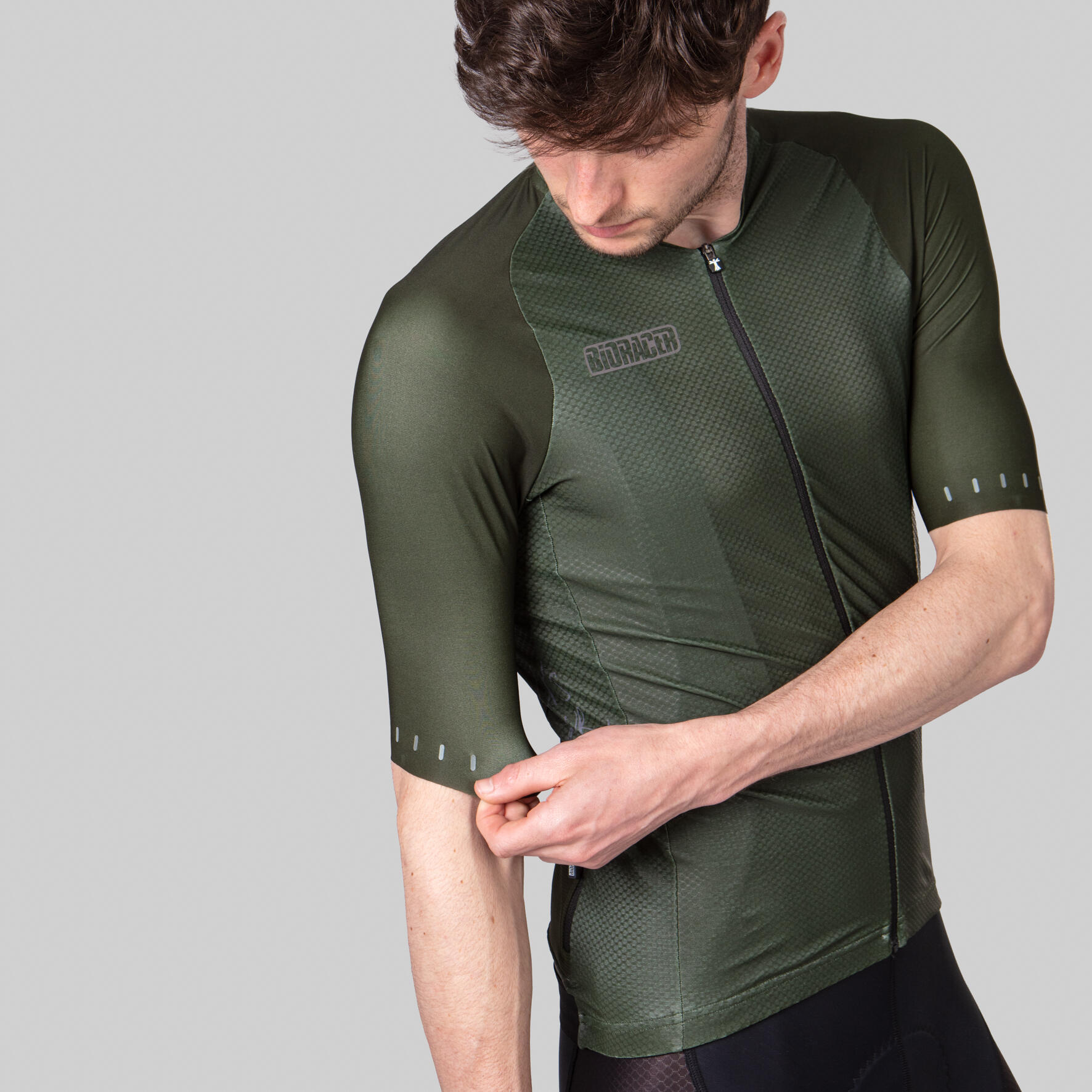 Maillot Cyclisme UV-Protecteur Manches Courtes Homme - Icon Coldblack Olive 4/5