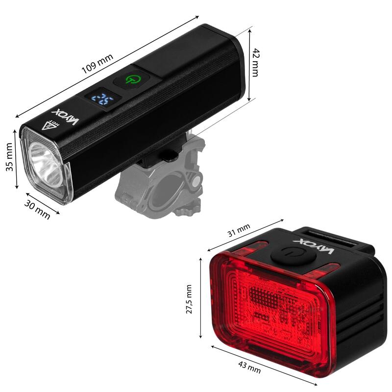 Jeu de feux de vélo VAYOX VA0071 + VA0152 avant et arrière USB-C