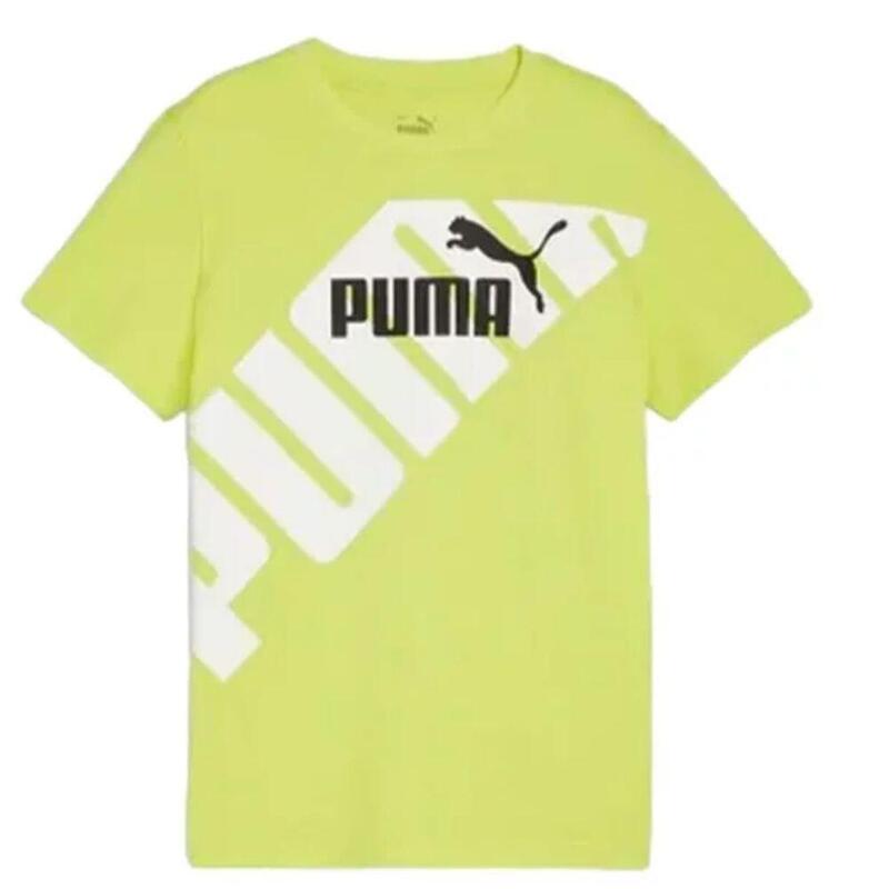 Camisa de algodão manga curta criança PUMA POWER. Green Lime
