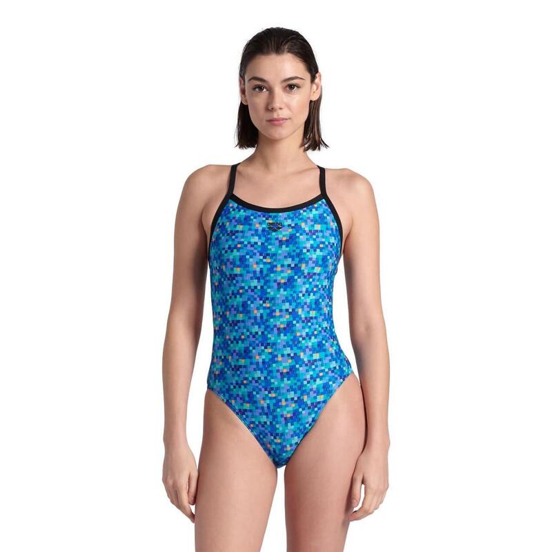 Maillot de bain femme Arena Pooltiles Challenge Back Noir/Bleu Multi