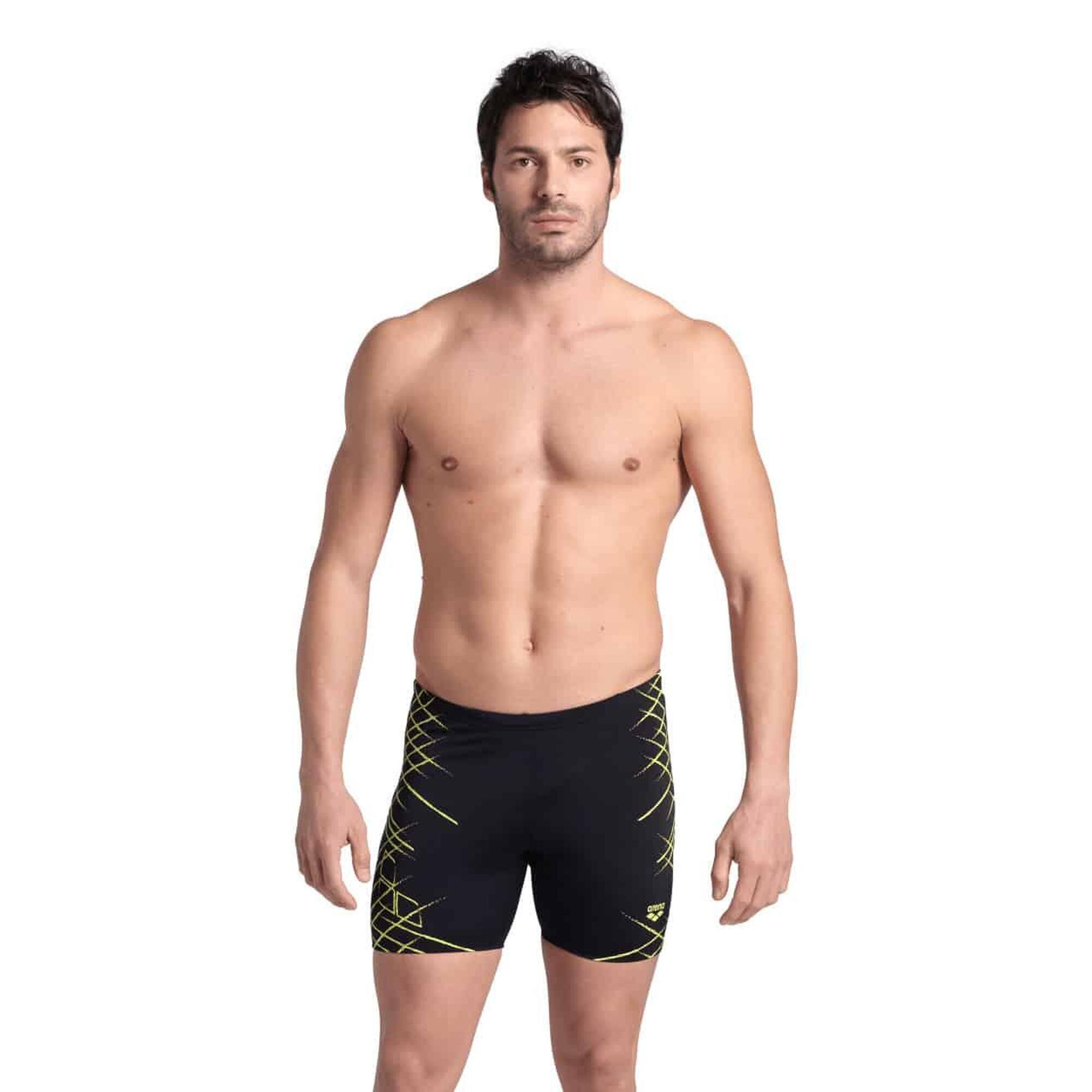 Arena - Jammer Homme Arena Straight Lines Mid Noir-soft Green - Short De Bain - Noir - 52 2xl - Decathlon