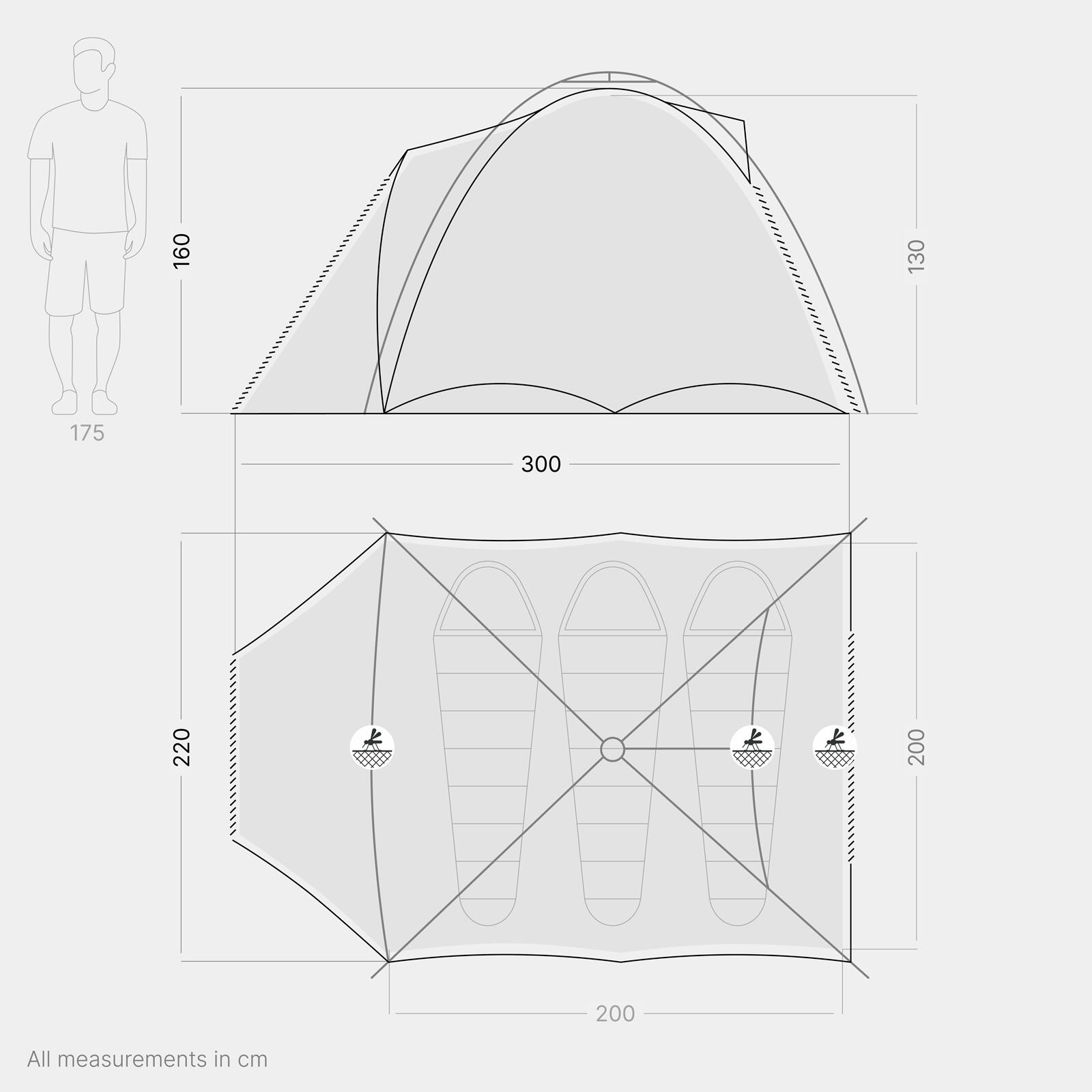 Tente de camping automatique avec système Quick-Up - Oak 3 - 3 Places, sharkgrey 2/7