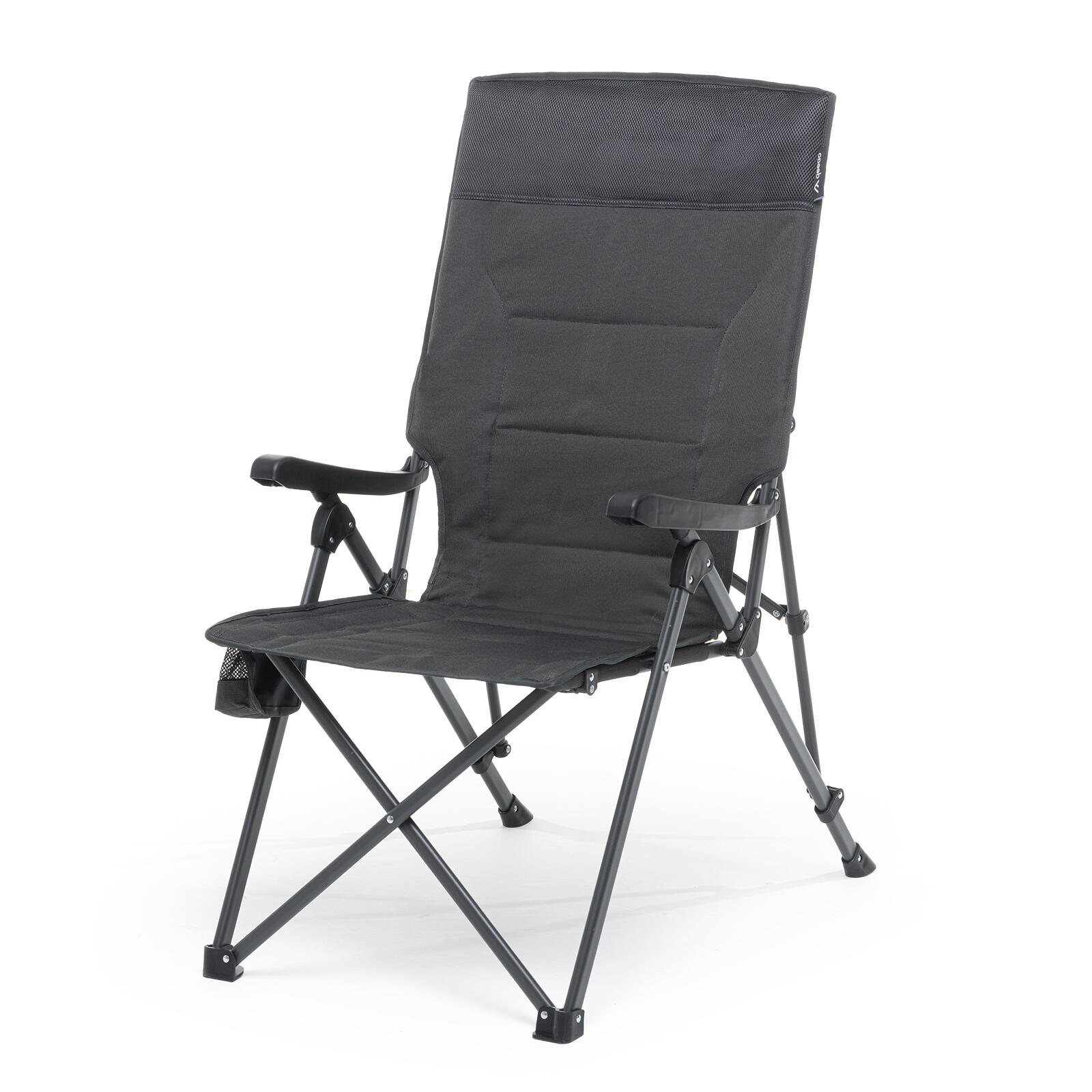 Qeedo - Chaise De Camping Pliante Avec Dossier Haut Et Porte-boisson - Johnny Highback - Chaise - Gris - No Size - Decathlon