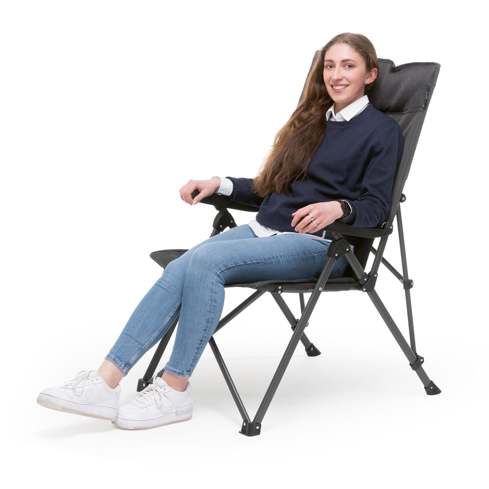 Campingstuhl Johnny Highback klappbar mit hoher Lehne und Getränkehalter 4/7