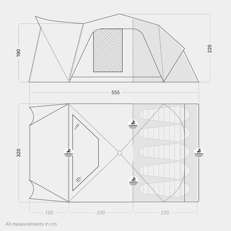 Tente familiale (système Quick-Up) avec auvent - Villa Pro - 5 Places, sharkgrey