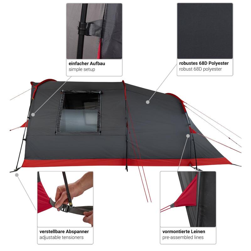 Tunnelzelt Justcamp Atlanta 3 Camping Zelt für 3 Personen mit Vorraum