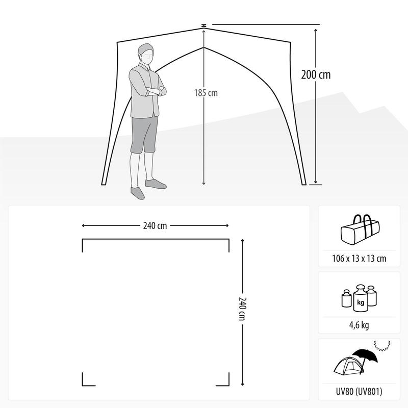 Strandmuschel Quick Coast für 4 Personen mit Sonnenschutz UV80 Schnellaufbau