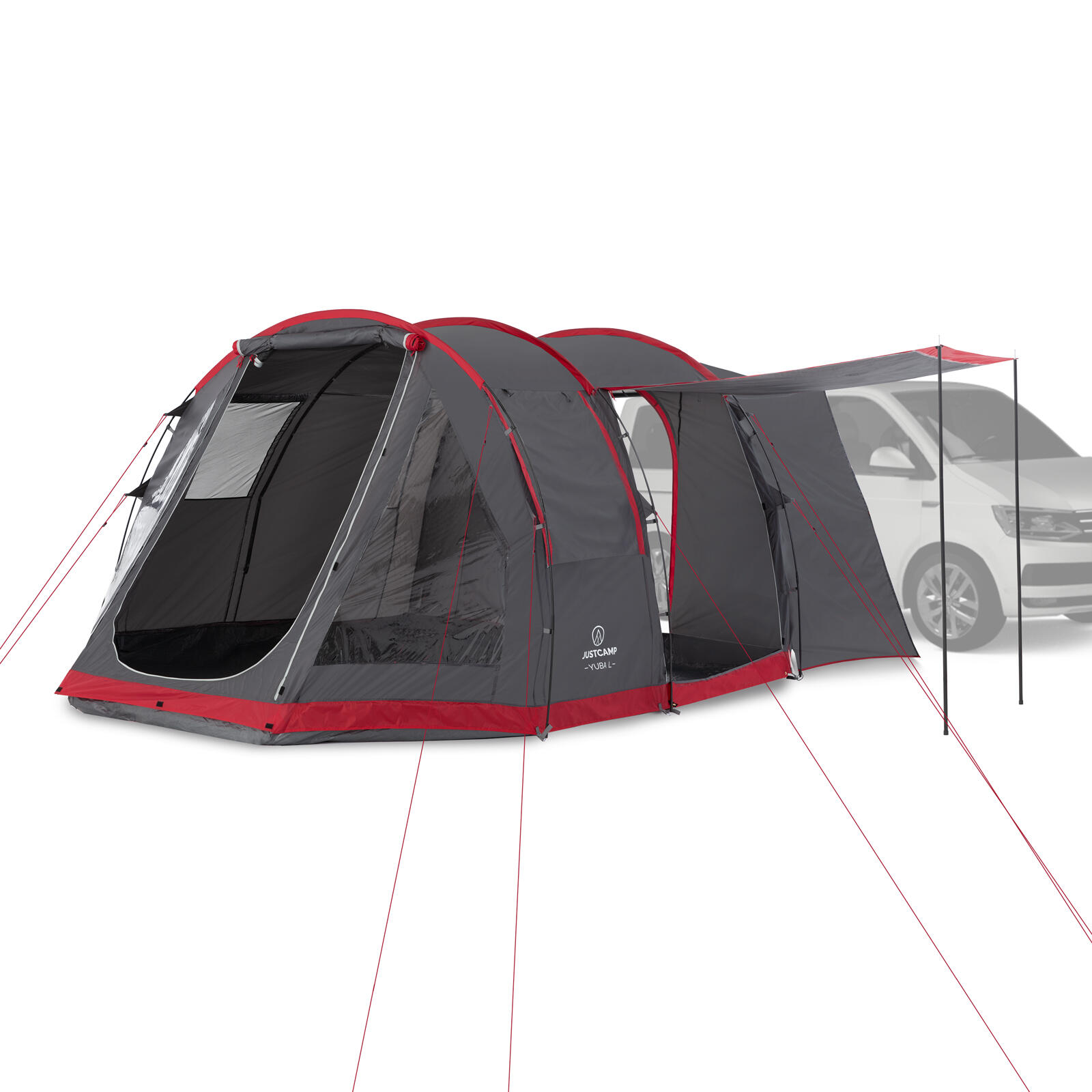 JUSTCAMP Busvorzelt Yuba L für 5 Personen - passend für Bus, Van, Campingmobil