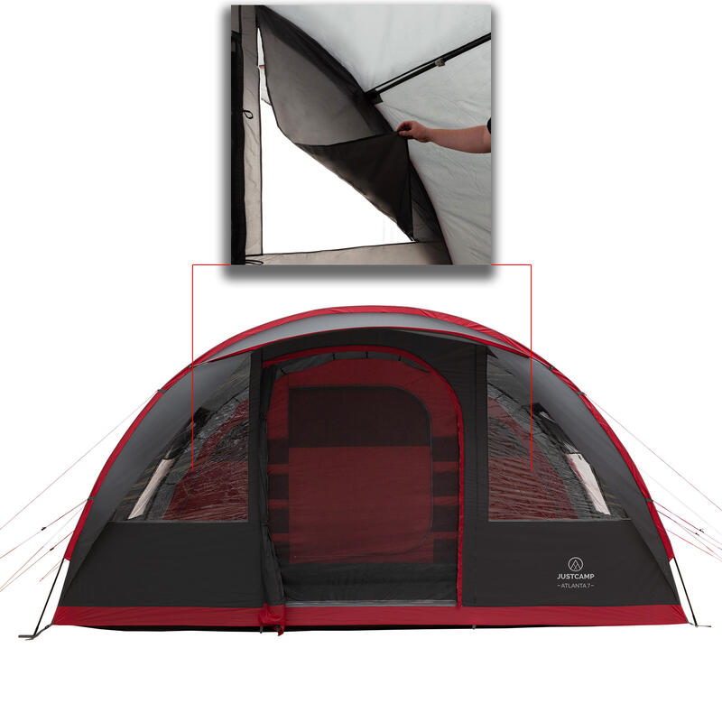 Tente familiale camping - Atlanta 7 personnes - 3 chambres, tente tunnel