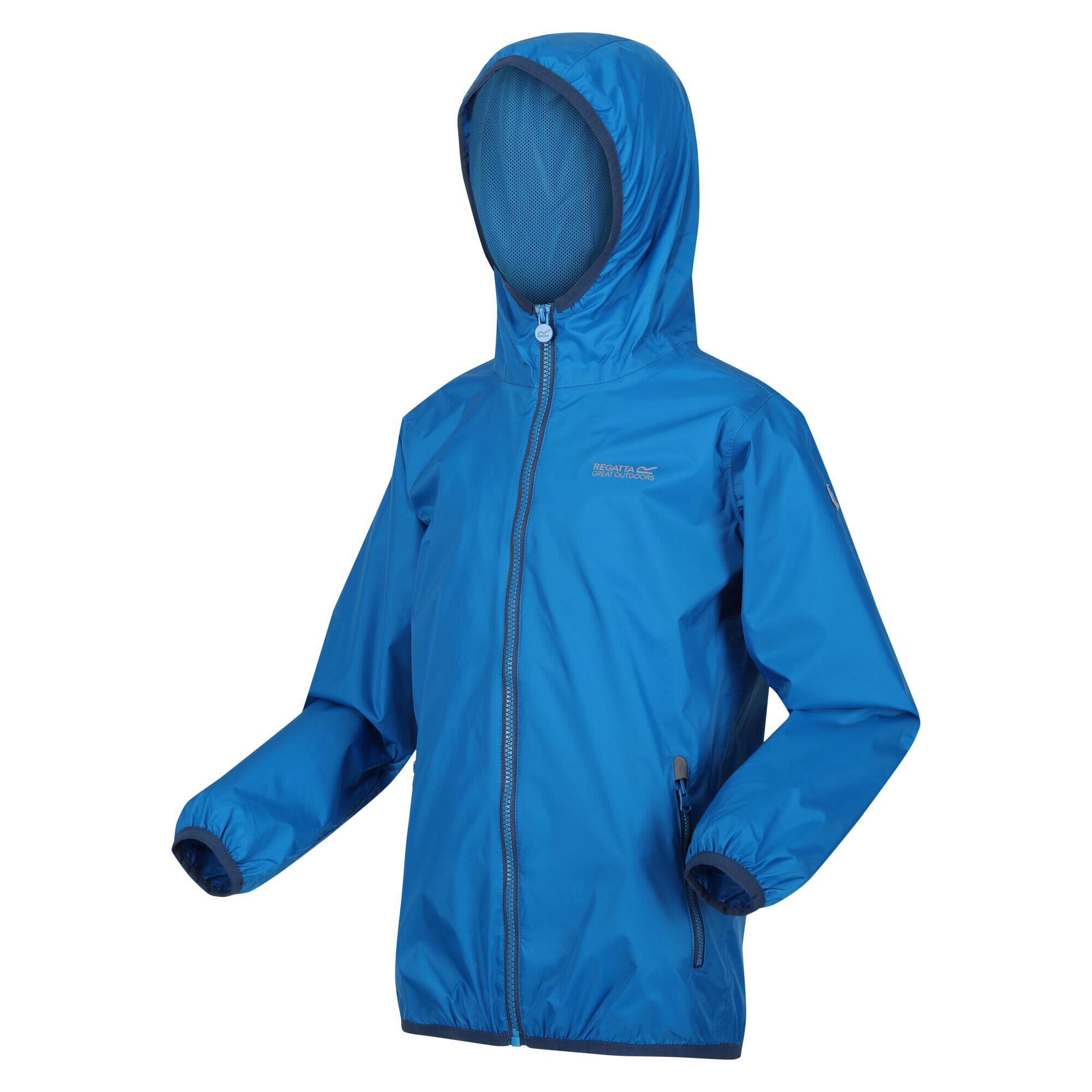 Great Outdoors Childrens/Kids Lever II Packaway Rain Jacket (Indigo Blue) 3/4