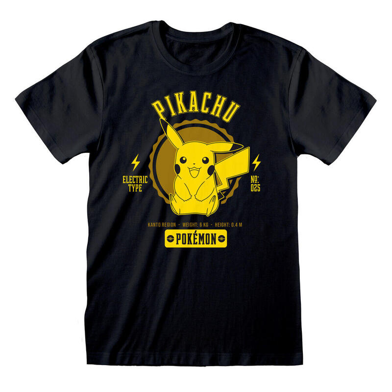 Maglia a Maniche Corte Pokémon Collegiate Picachu Nero