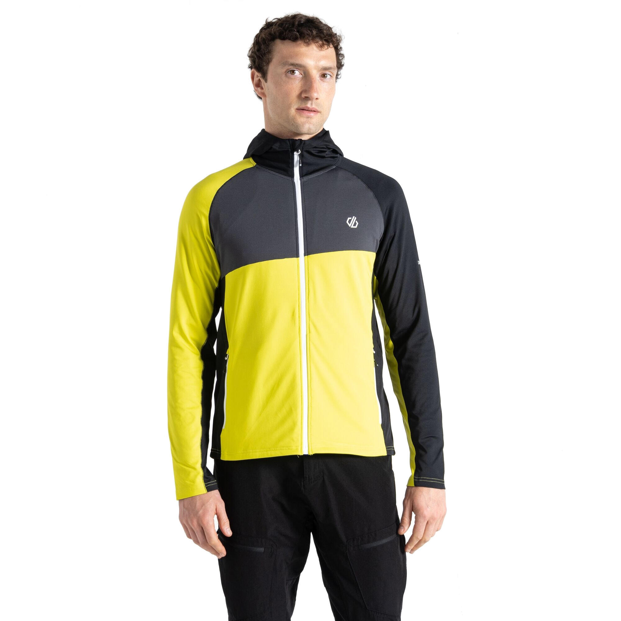 Mens Touring Hooded Stretch Full Zip Jacket (Neon Spring/Black) 1/4