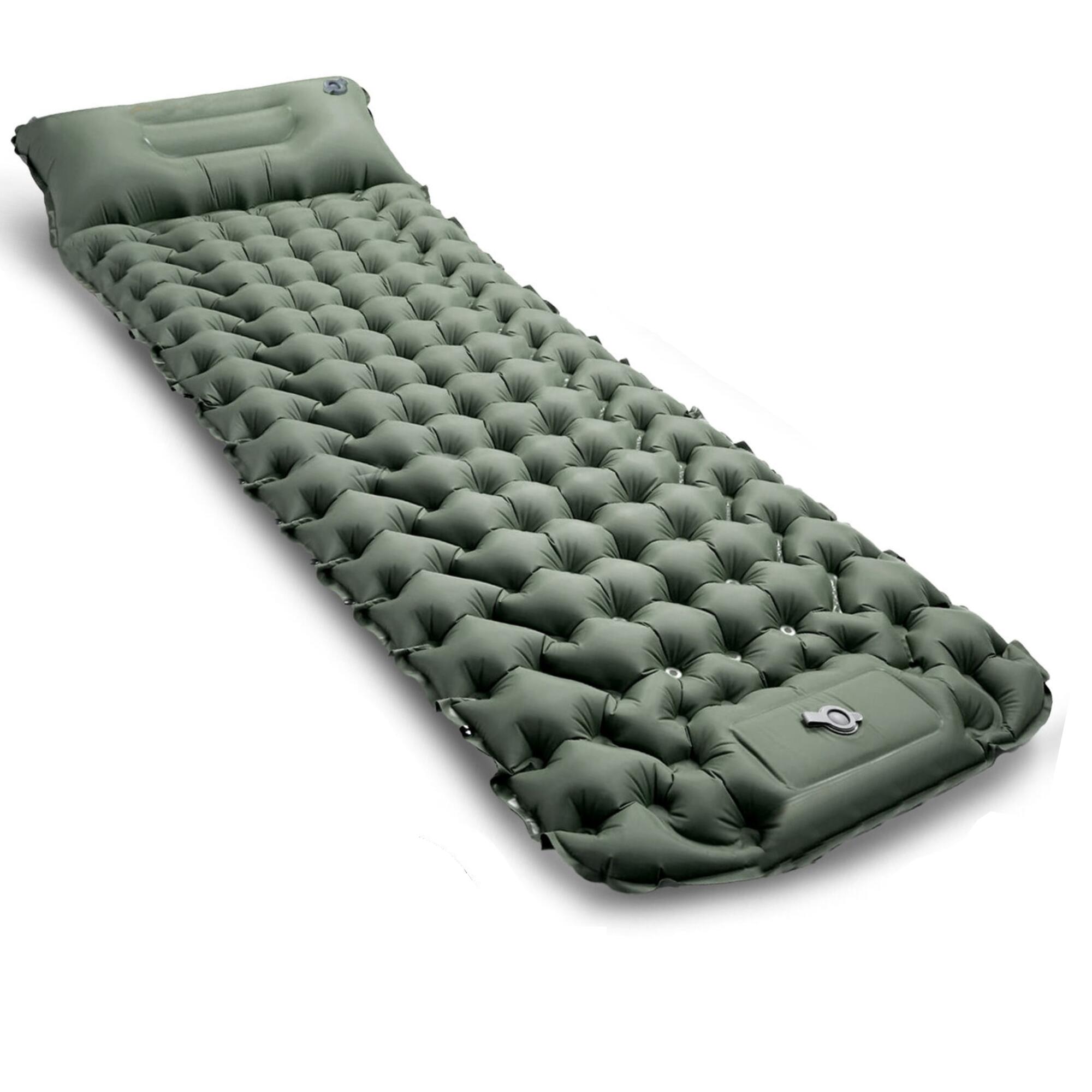 NORSKSKIN Isomatte 195 cm x 65 cm 10 cm Dick mit Kopfkissen und Fußpumpe. Luftmatratze