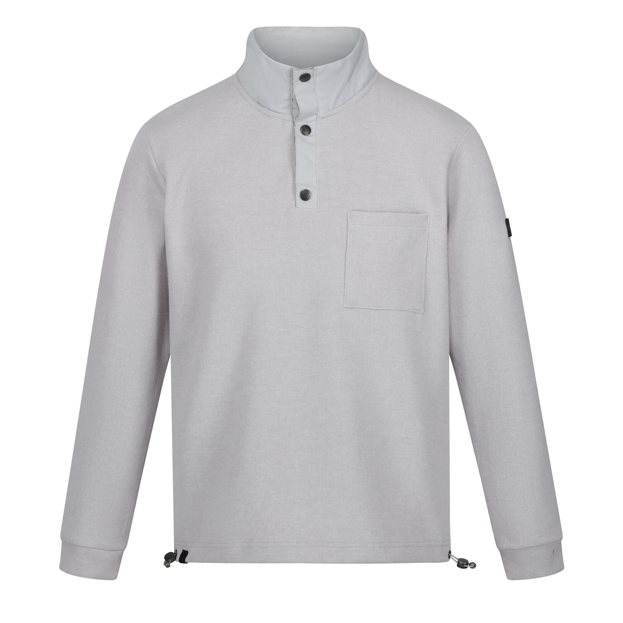 Mens Galino Button Detail Sweatshirt (Silver Grey) 1/5