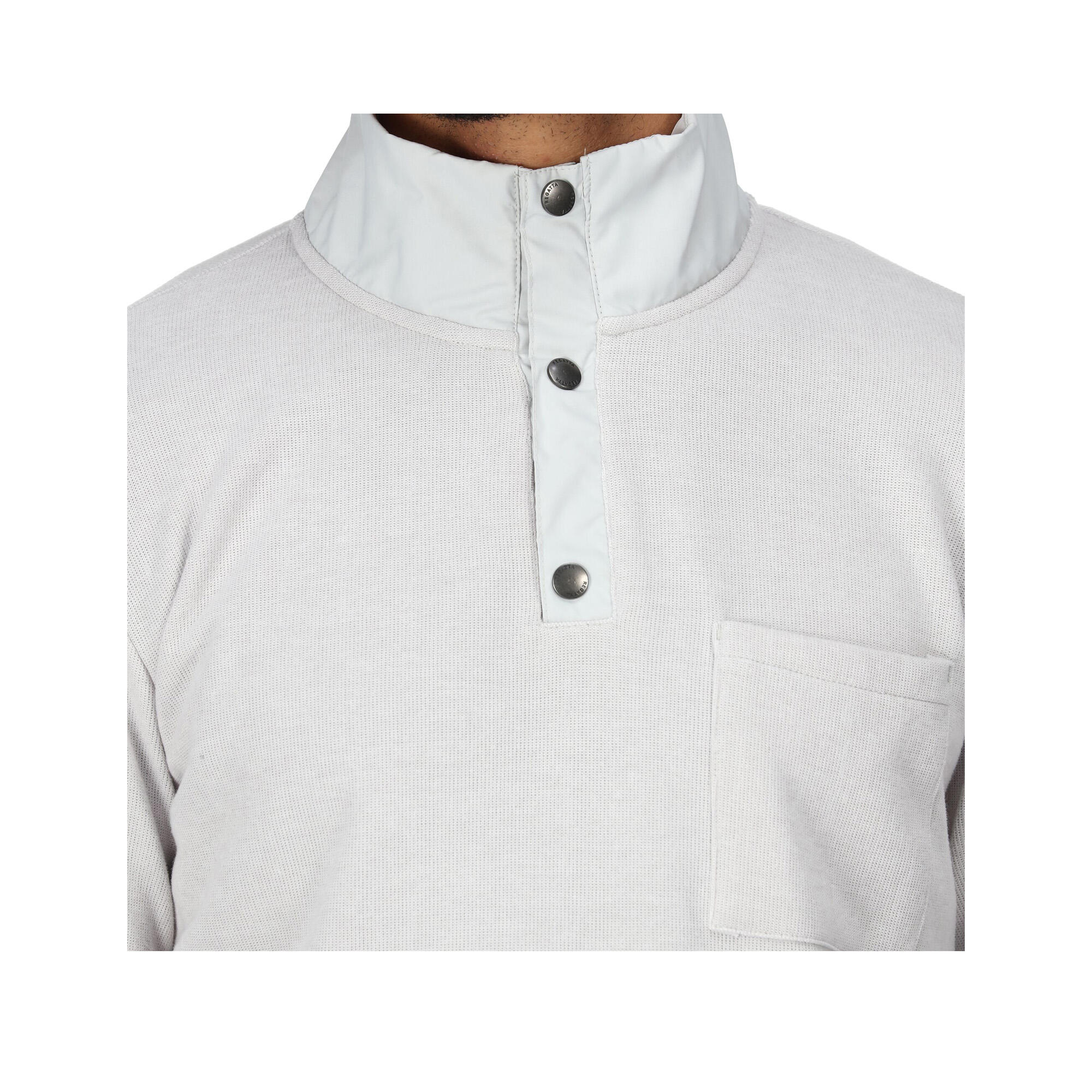 Mens Galino Button Detail Sweatshirt (Silver Grey) 4/5