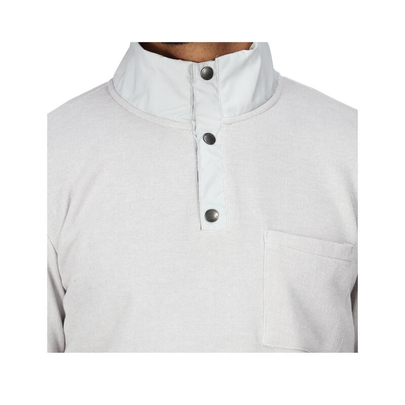 Heren Galino Sweatshirt met knoopdetail (Zilvergrijs)