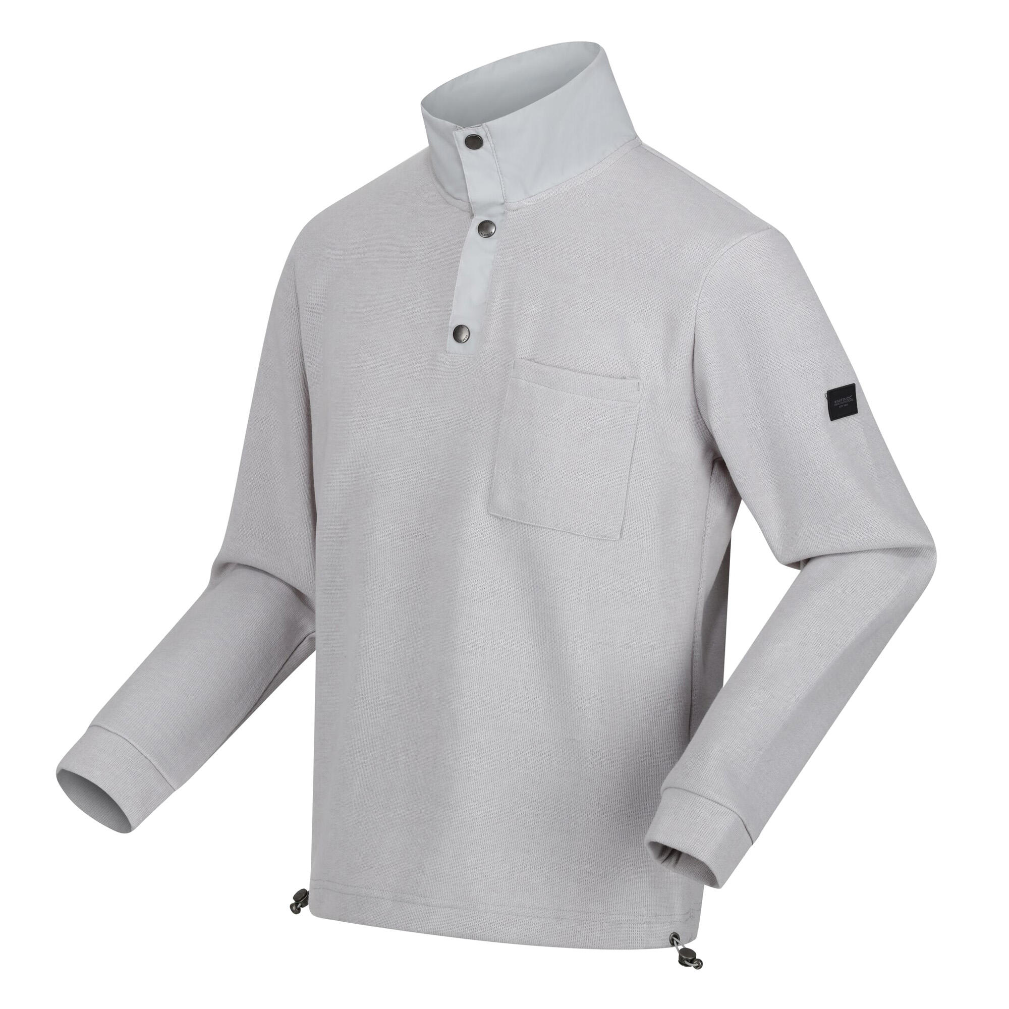 Mens Galino Button Detail Sweatshirt (Silver Grey) 3/5