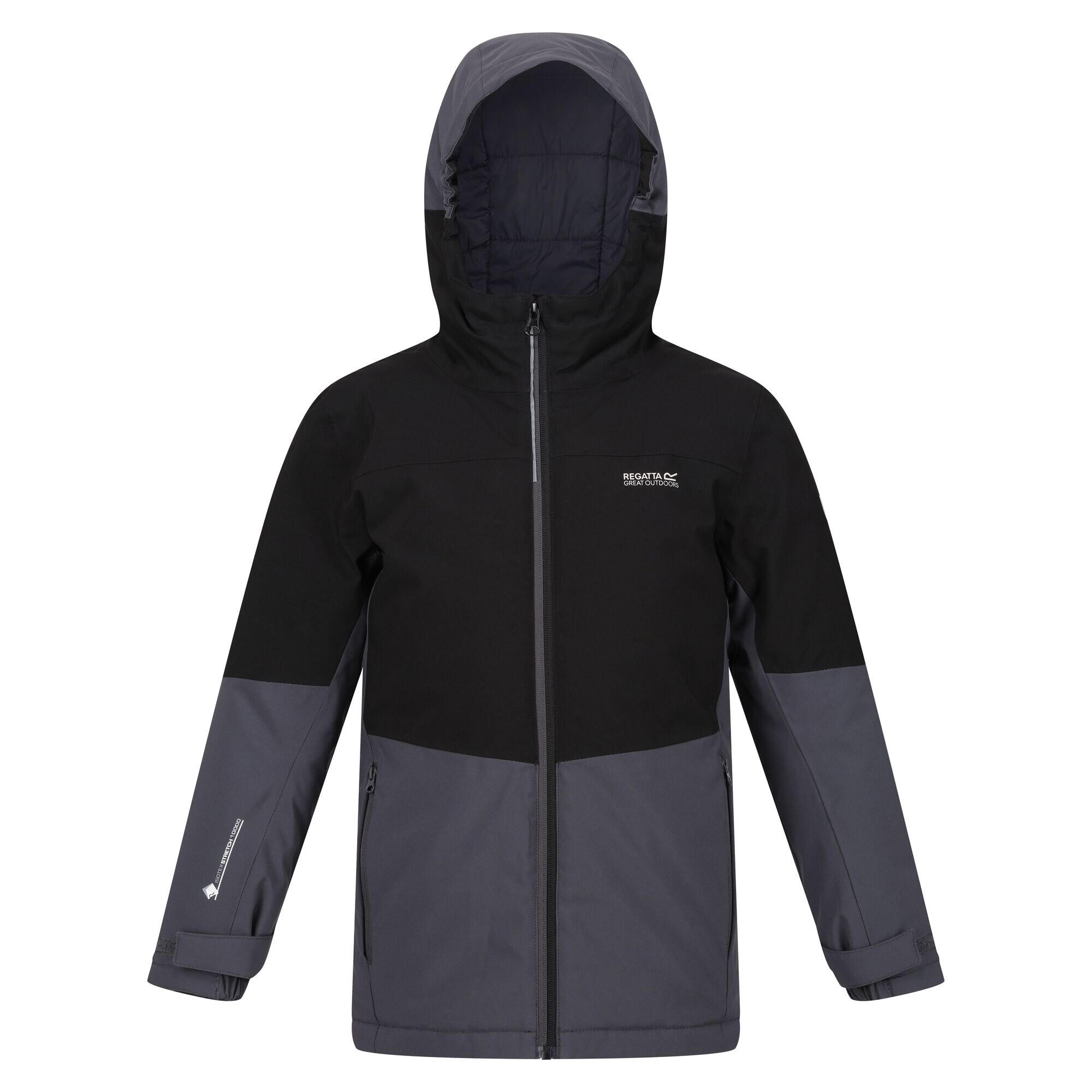 REGATTA Childrens/Kids Highton IV Padded Waterproof Jacket (Black/Seal Grey)