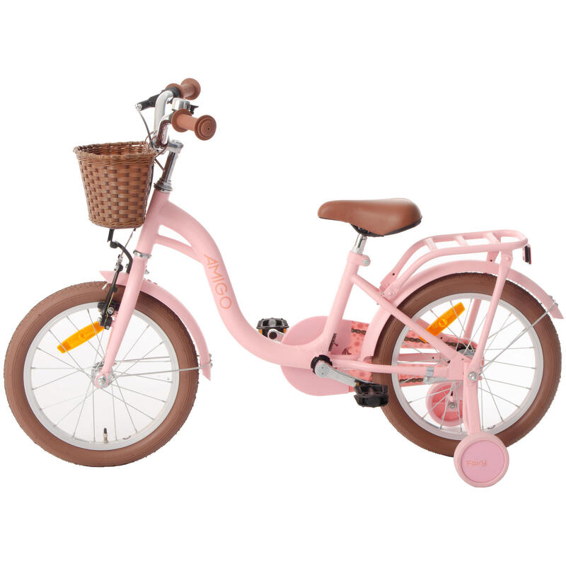 AMIGO Vélo fille Fairy 16 Pouces Fille Frein à rétropédalage Saumon