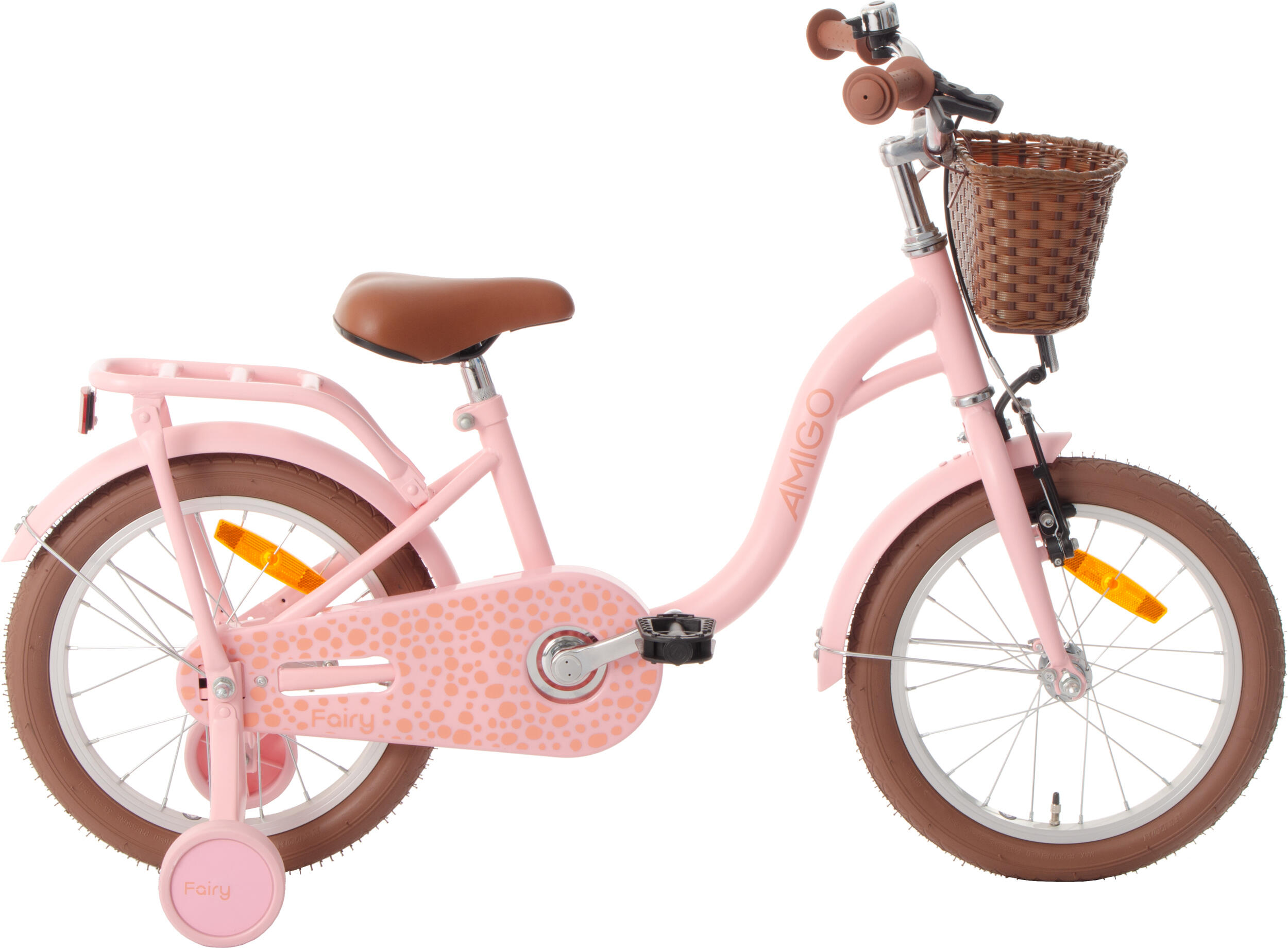 AMIGO AMIGO Meisjesfiets Fairy 16 Inch 24,5 cm Meisjes Terugtraprem Zalmroze