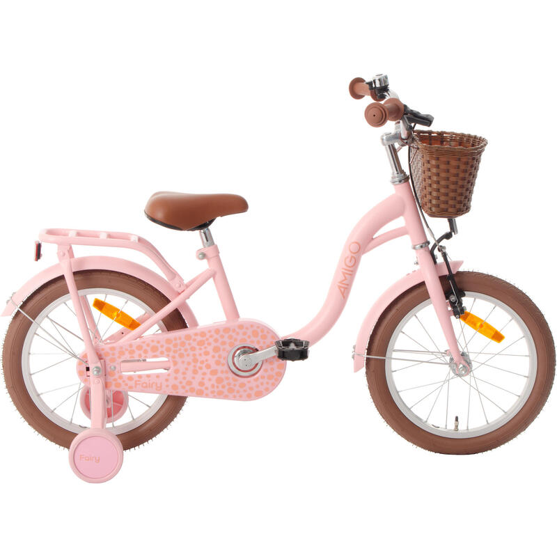 AMIGO Vélo fille Fairy 16 Pouces Fille Frein à rétropédalage Saumon
