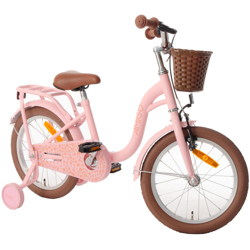 AMIGO Vélo fille Fairy 16 Pouces Fille Frein à rétropédalage Saumon
