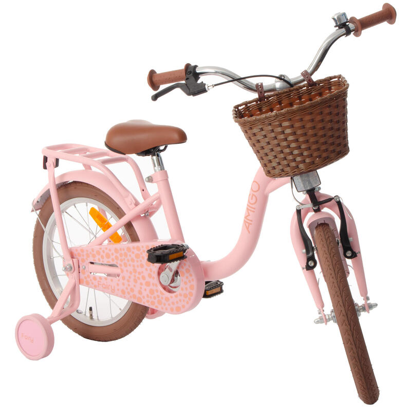 AMIGO Vélo fille Fairy 16 Pouces Fille Frein à rétropédalage Saumon