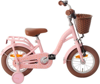 AMIGO Kinderfahrräder Mädchen Fairy 12 Zoll Mädchen Rücktrittbremse Lachsfarben