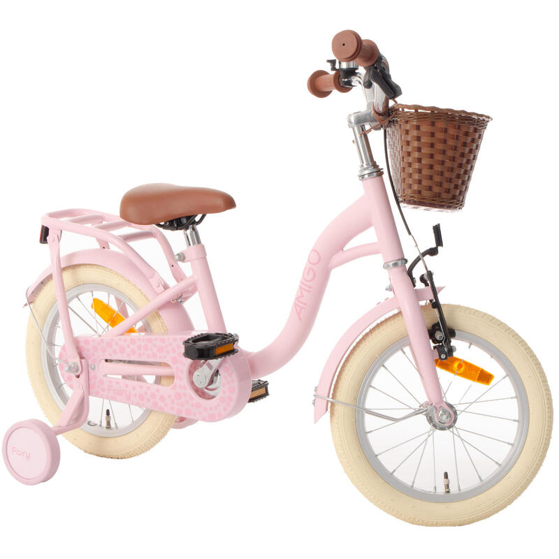 AMIGO Vélo fille Fairy 14 Pouces Fille Frein à rétropédalage Rose