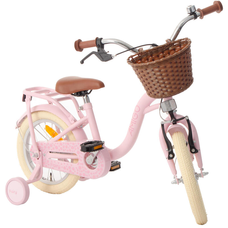 AMIGO Vélo fille Fairy 14 Pouces Fille Frein à rétropédalage Rose
