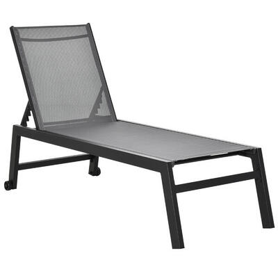 Outsunny Lettino Prendisole da Esterno in Alluminio Grigio e Nero