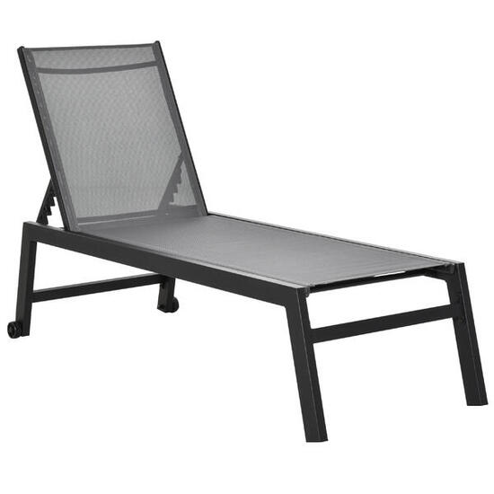 Outsunny Lettino Prendisole da Esterno in Alluminio Grigio e Nero