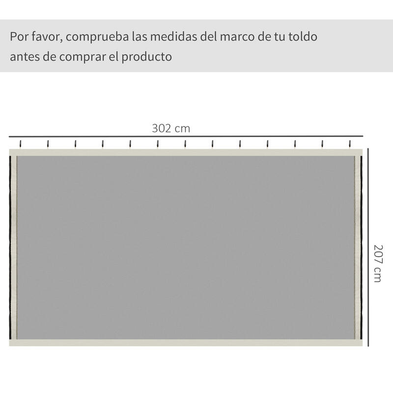 4 Painéis de Rede Mosquiteira para Tenda 302x207 cm Preto Outsunny