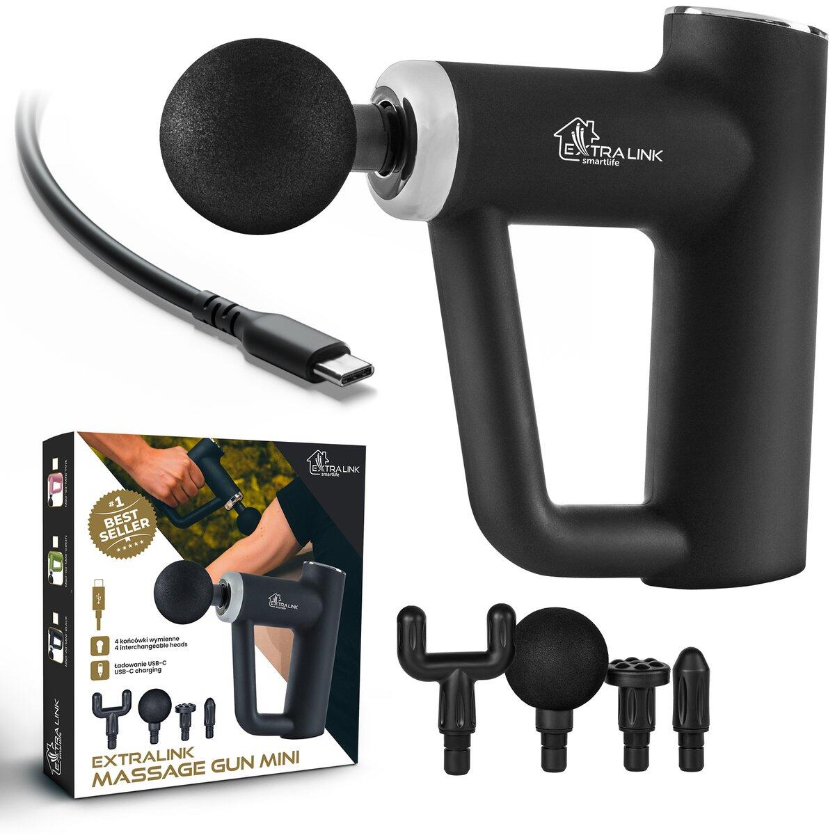 Masażer do masażu Extralink Massage Gun Mini Różowy 4 końcówki