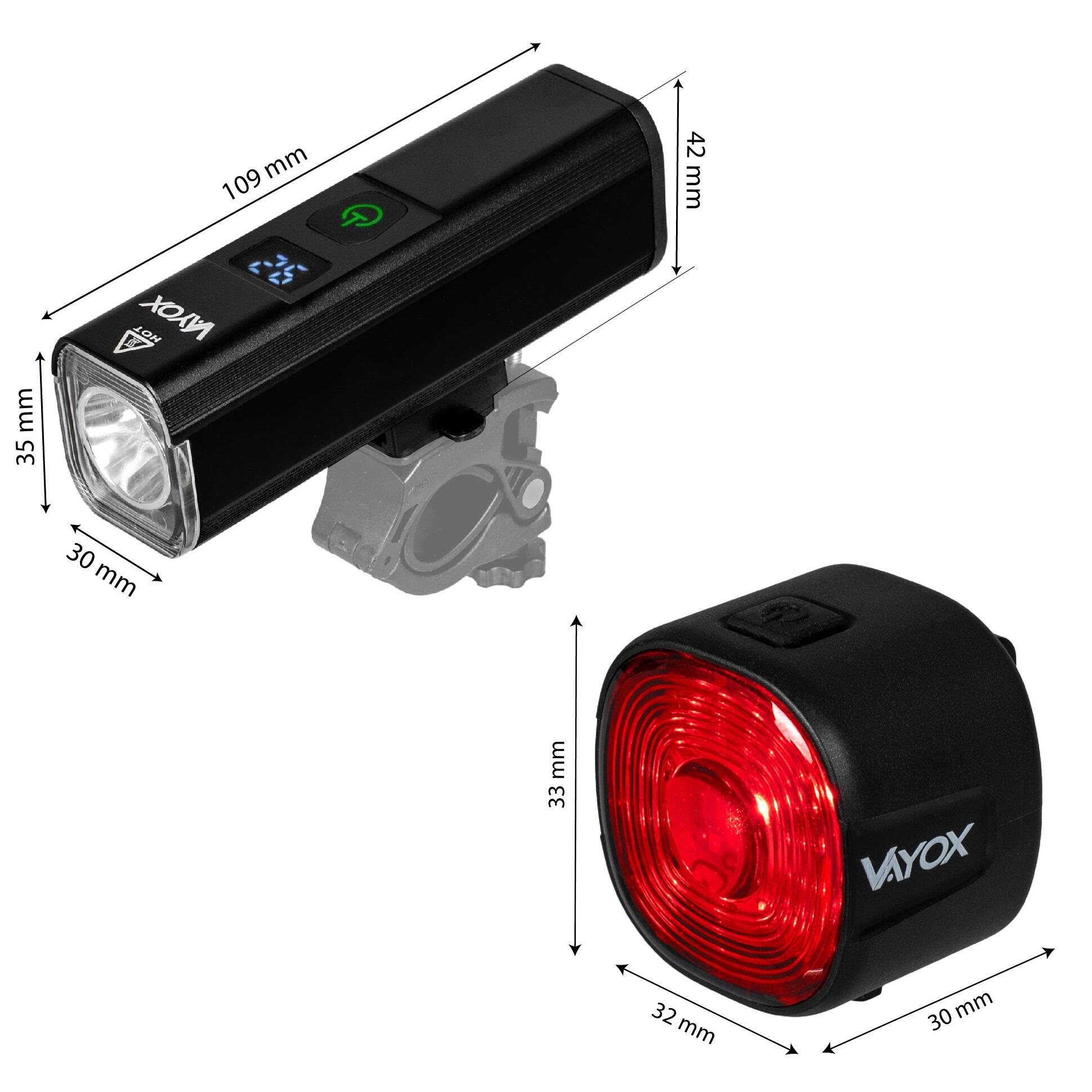 Set di luci per bici VAYOX VA0071 + VA0156 anteriore e posteriore USB-C 5/8