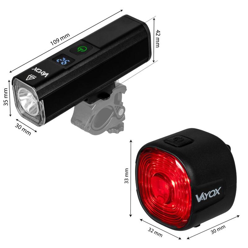 Set de lumini de bicicletă VAYOX VA0071 + VA0156 față și spate USB-C