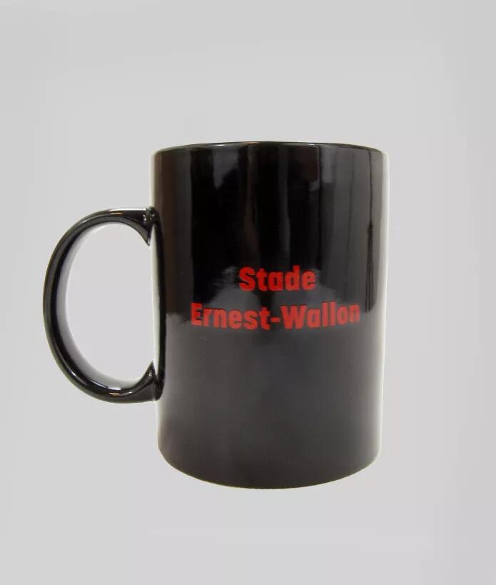 Taza negra Stade Toulousain con logotipo 3D rojo 2/3
