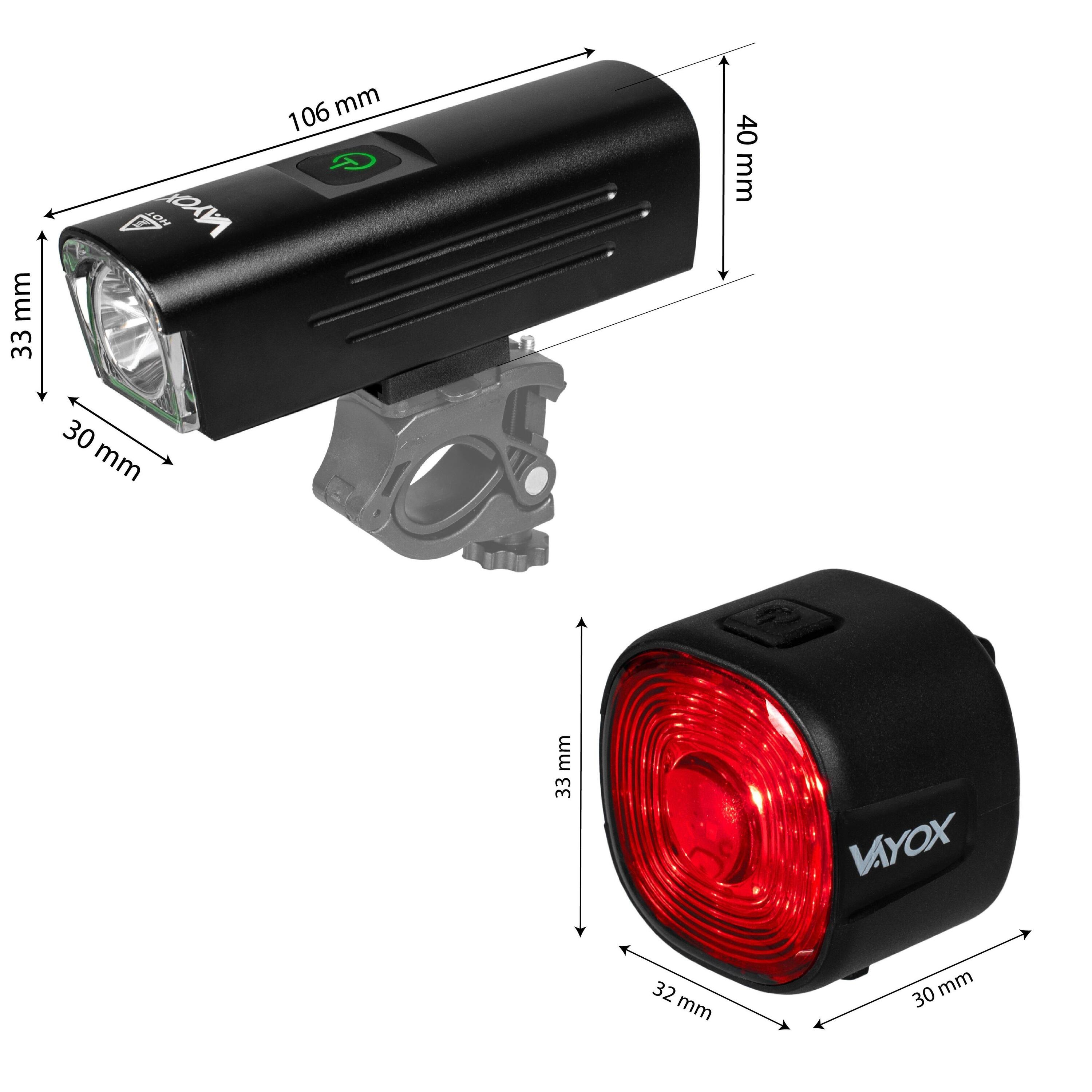 Set di luci per bici VAYOX VA0046 + VA0156 anteriore e posteriore LED 5/7