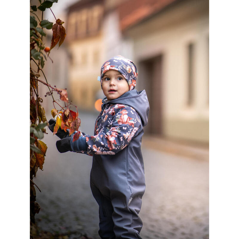 Batolecí softshellová kombinéza s fleecem Mini, Tm. Šedá, Zajíček