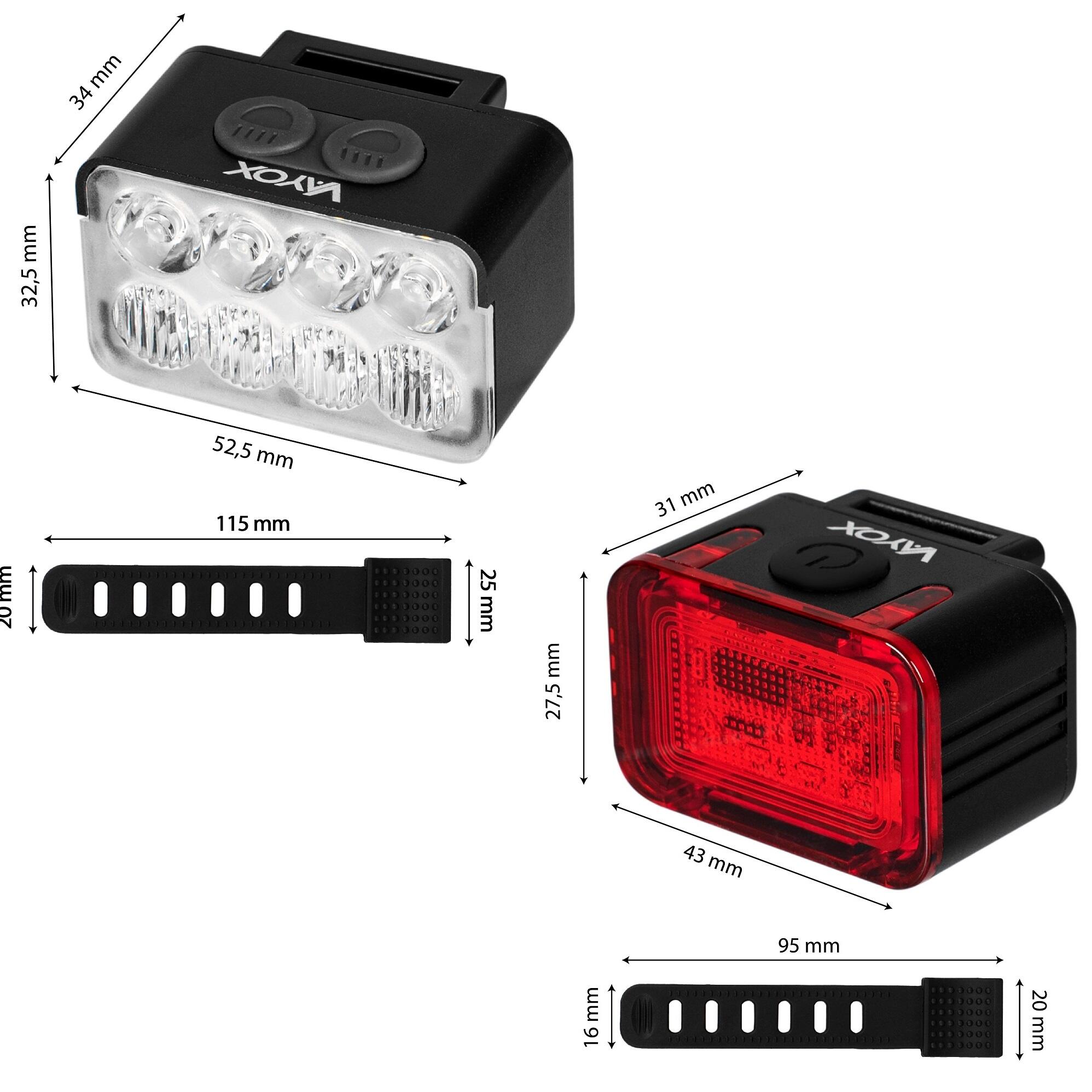 Set di luci per bici VAYOX VA0151 + VA0152 anteriore e posteriore USB-C 5/6