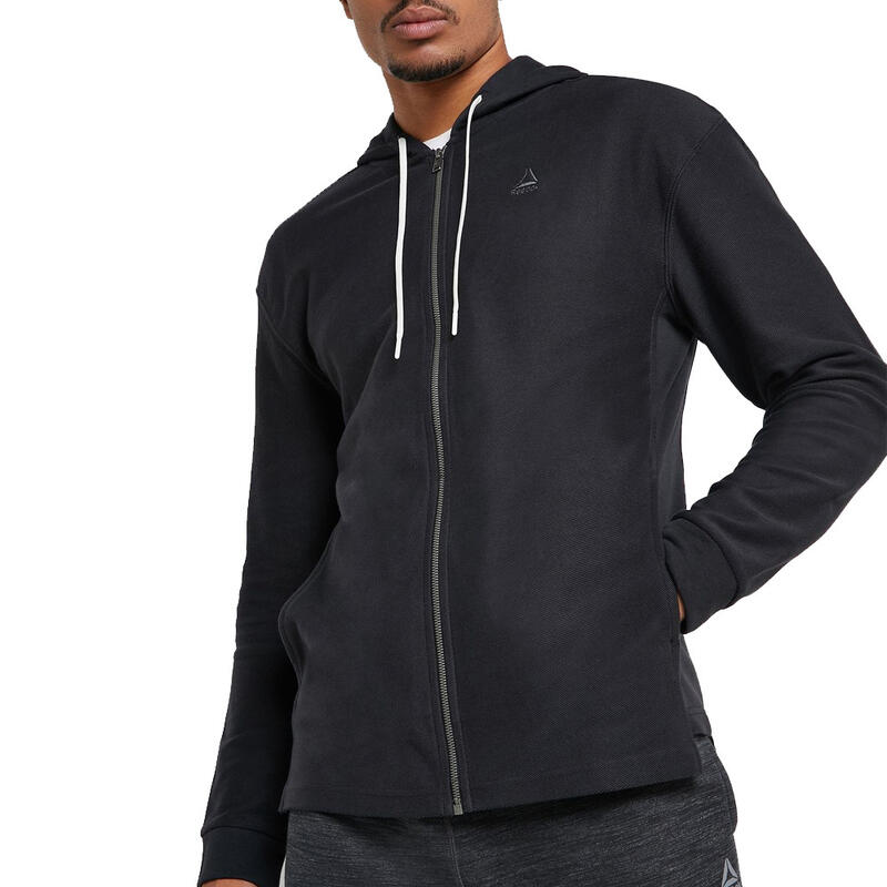 Sweat zippé à capuche noir homme Reebok Twill