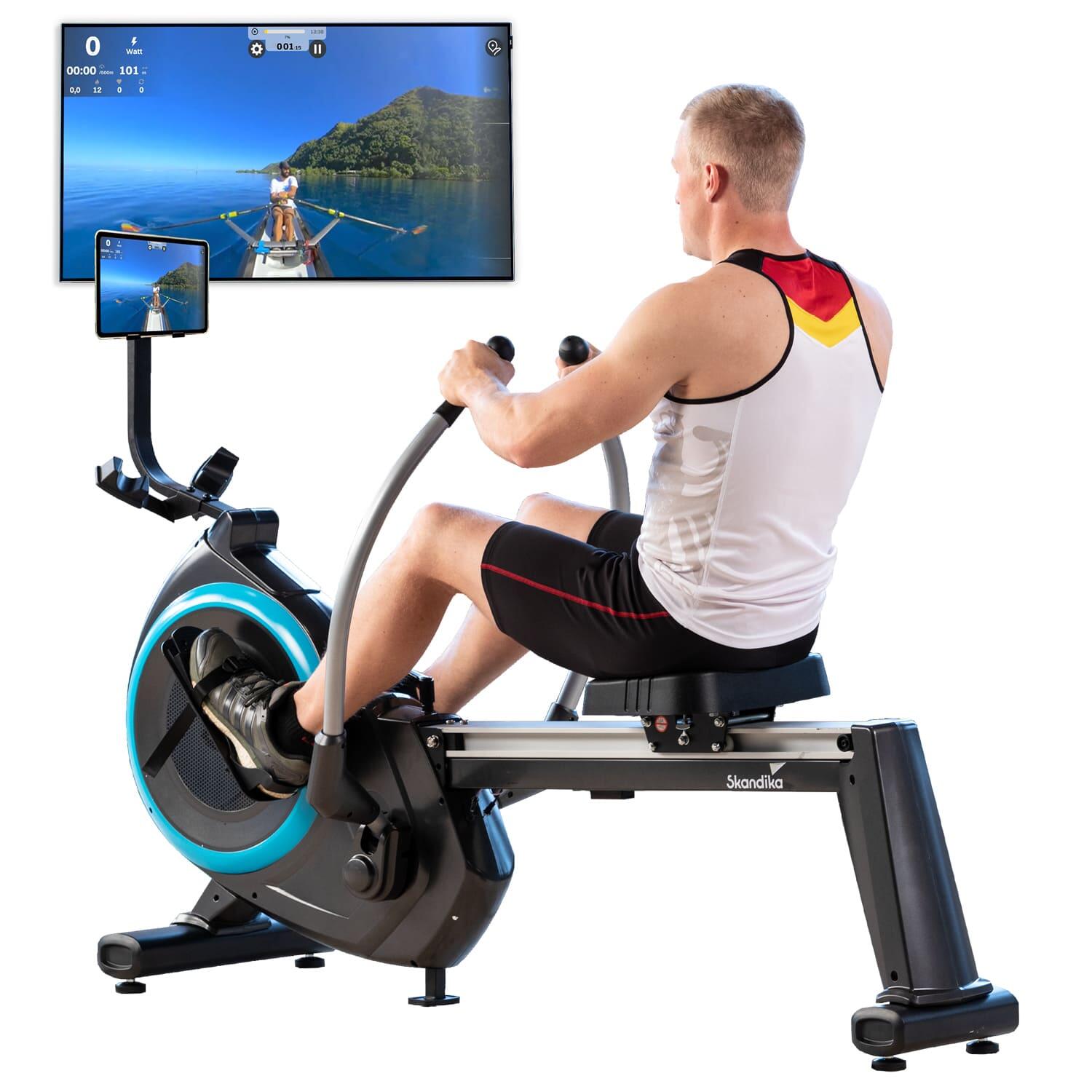 Skandika - Rameur Magnétique Nordlys - Avec Bras Articulés 3d - Connecté - Inertie 9 Kg - Rameur - Noir - Taille Unique - Decathlon