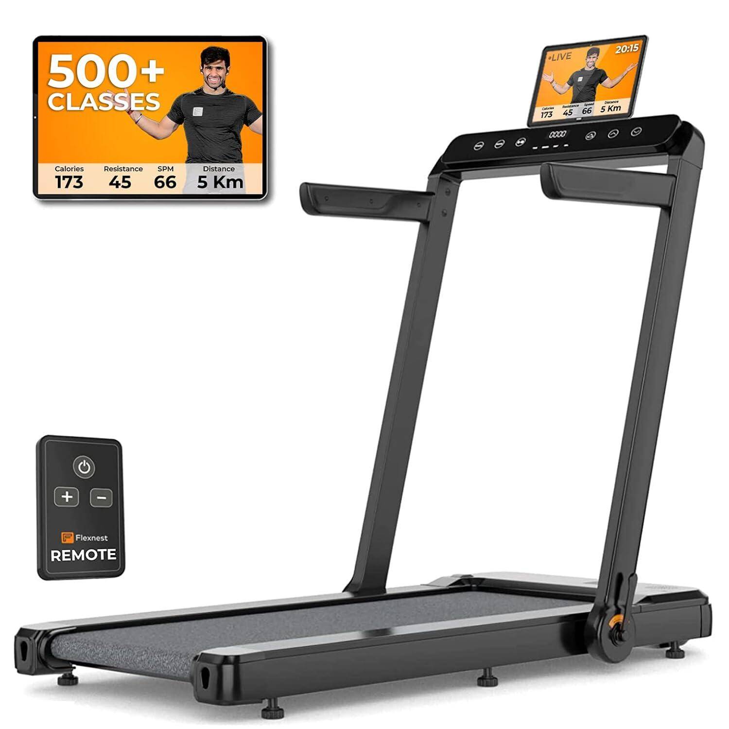 Flexnest Flexpad 2-in-1 Foldable Treadmill Running Pad with Remote for Cardio Black -  1