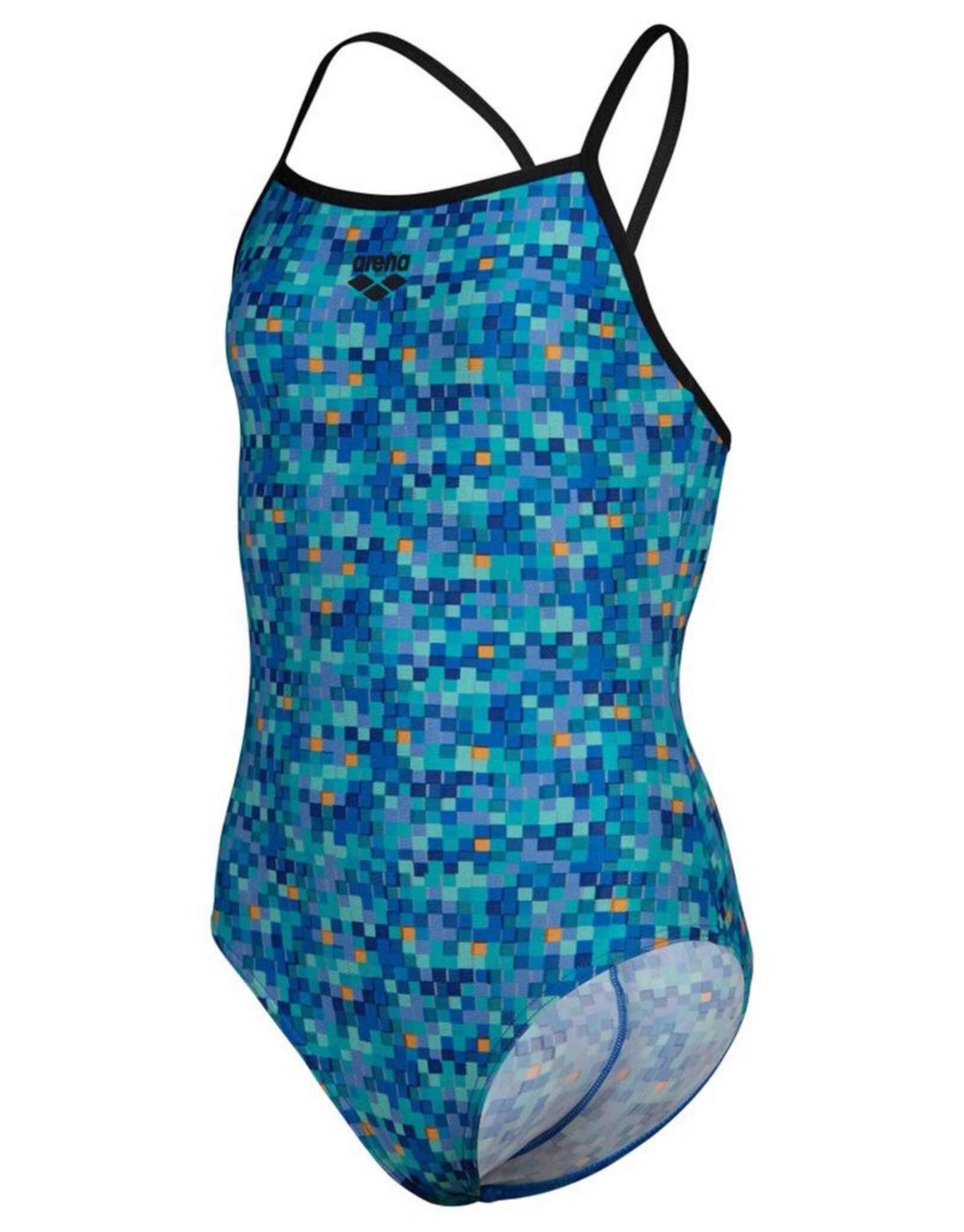 Arena Girls Pooltiles Lightdrop Swimsuit - Black/Blue Multi 4/5
