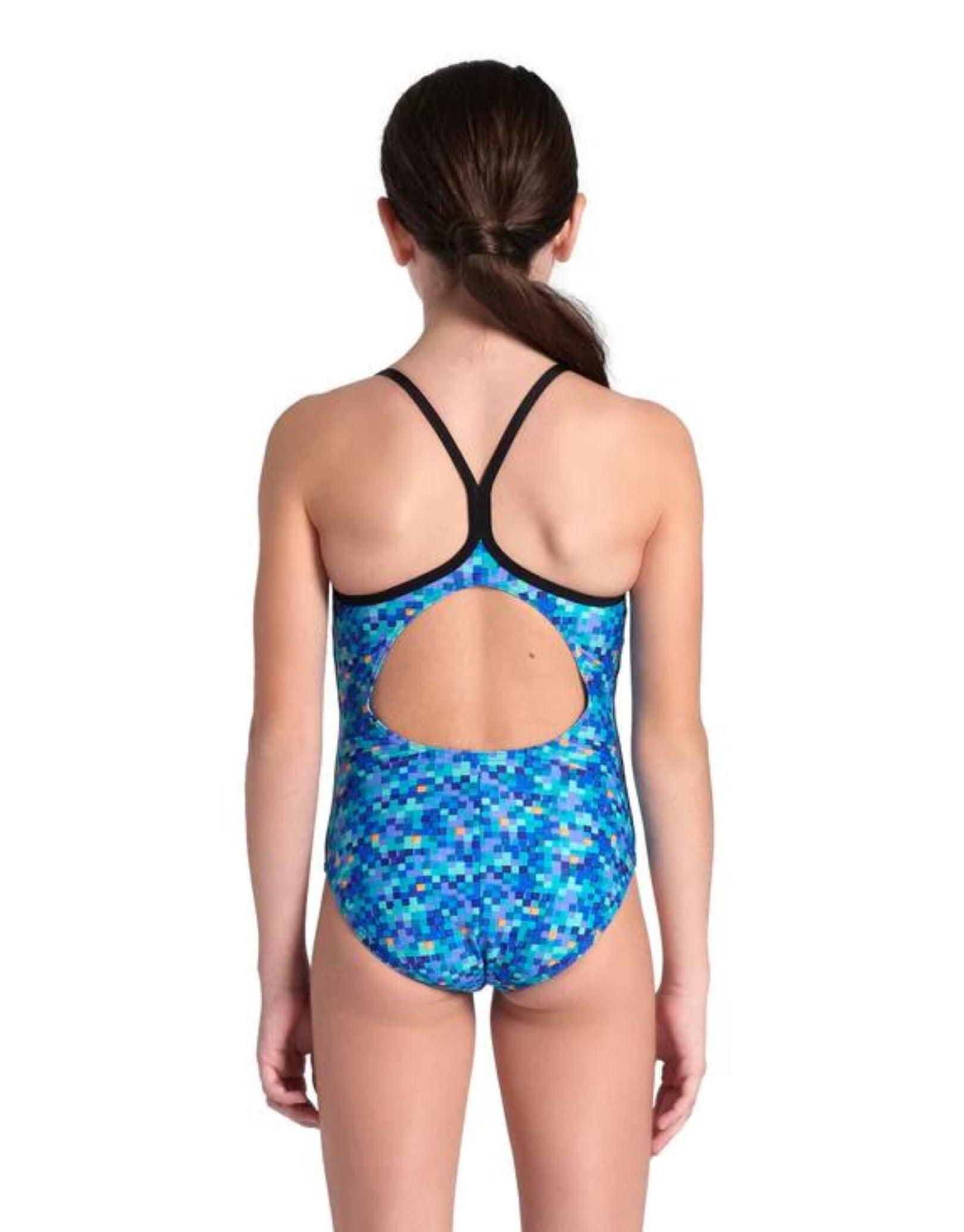 Arena Girls Pooltiles Lightdrop Swimsuit - Black/Blue Multi 2/5