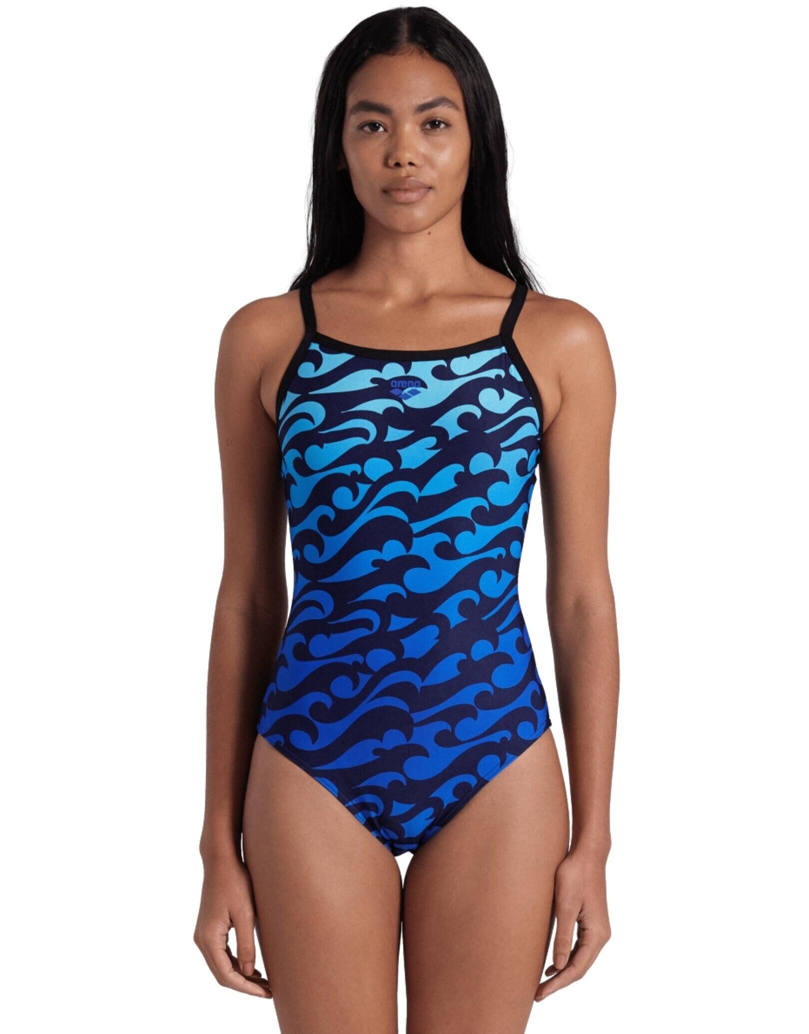 ARENA Arena Surfs Up Lightdrop Back Swimsuit - Black/Blue